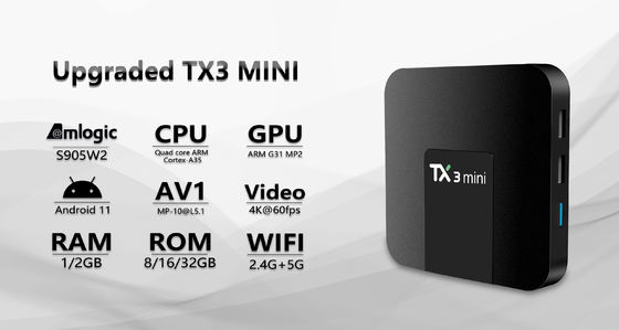 ODM 안드로이드 6.0 암로직 S905w2 설치 상자  TX3mini Wifi2.4G 5G