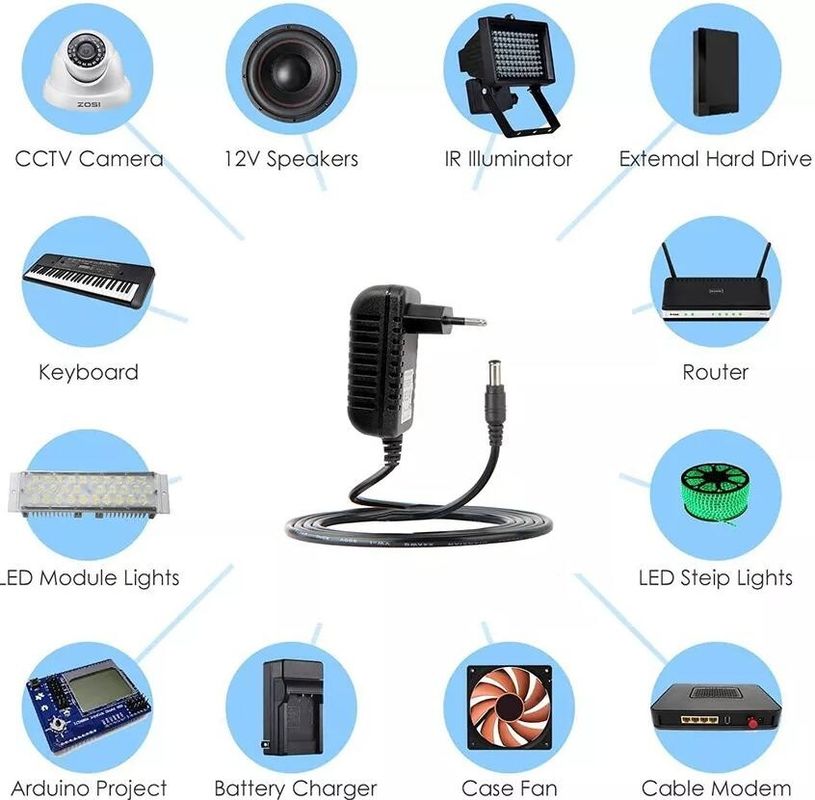 12V EU 플러그 규제 AC DC 어댑터 100V-240V 변환기 1A 1000mA 전원 공급 장치